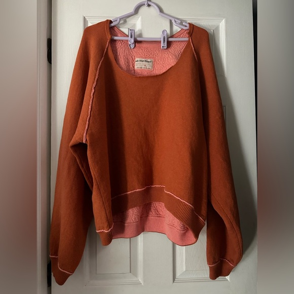 Free People We The Free Midnight Pullover Orange Pink Reversible Size XL NWOT - Picture 3 of 4